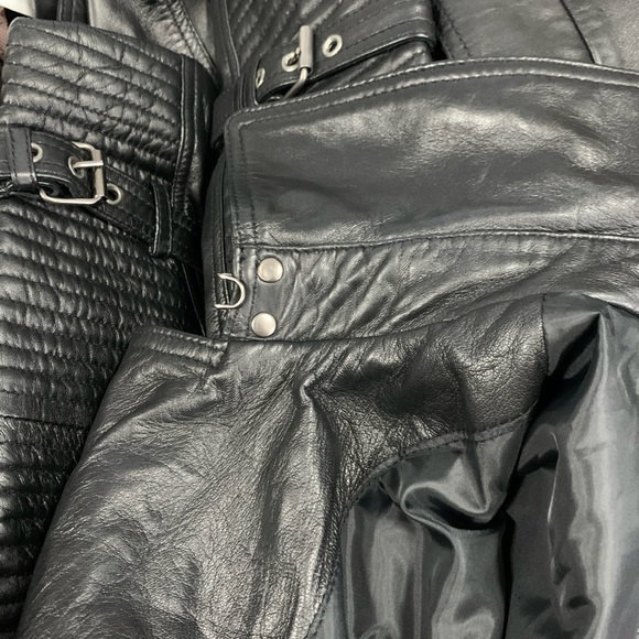 FZ Merchandise Double Breasted Belted Moto Leather Coat Size XS - Picture 12 of 13